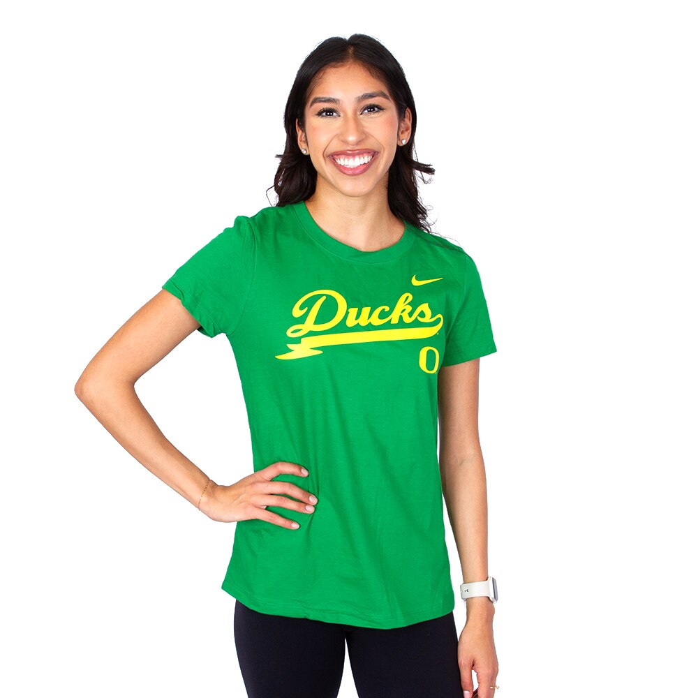 Classic Oregon O, Nike, Green, Crew Neck, Cotton, Women, Academic, Local Support, T-Shirt, 897057